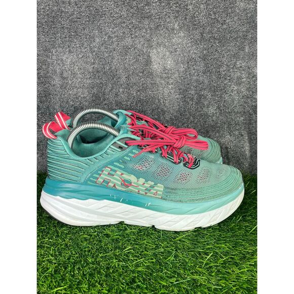 HOKA One One Bondi 6 Women’s Running Shoes Size 8 Teal Pink - Picture 3 of 8